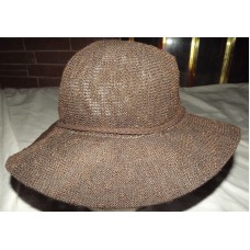WOMEN&apos;S WIDE BRIM POLYESTER PACKABLE BEACH HAT BROWN ONE SIZE FITS MOST EUC  eb-22449764